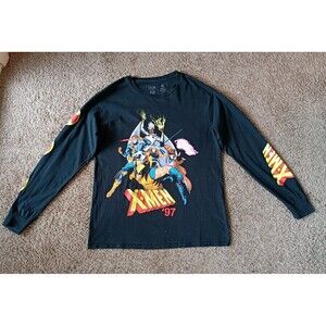 Marvel X-Men T-Shirt Men's Size Medium Graphic Print Black Long Sleeve Shirt